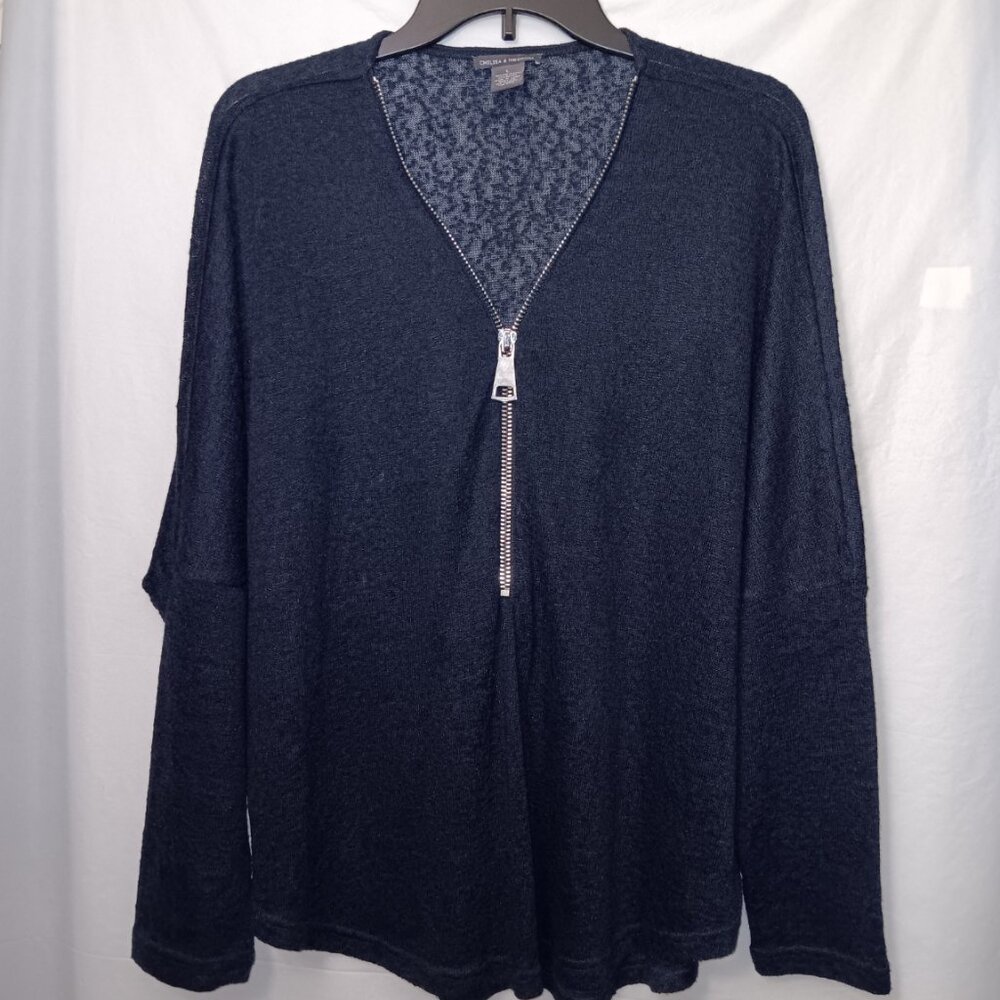 CHELSEA & THEODORE SHEER ZIPPER FRONT TOP